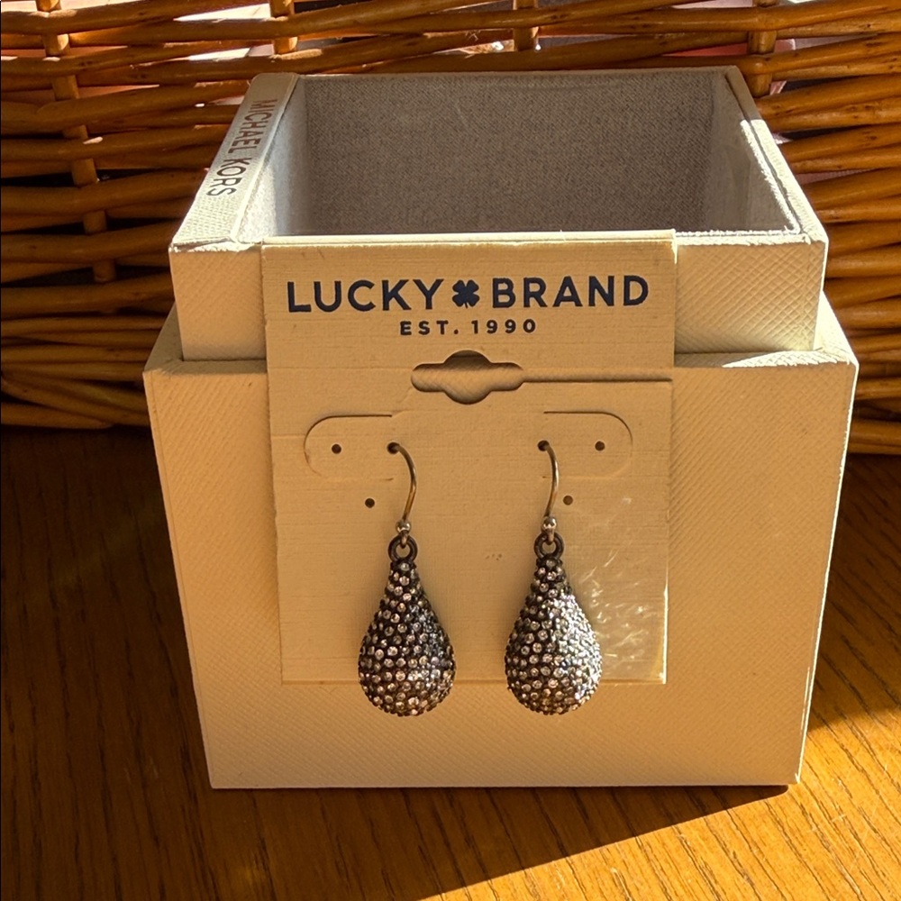 Lucky Brand Shimmering Silver Teardrop Earrings